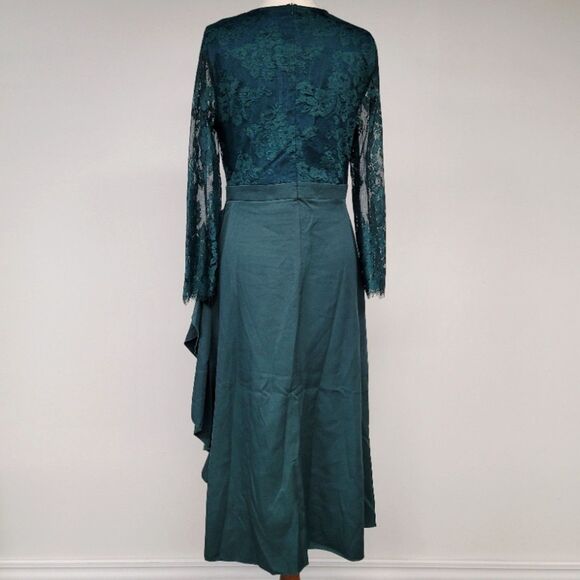 Lady Temperament Lace Stitched Ruffle High Waist Dress Size Medium - Picture 7 of 8